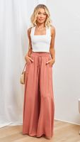 Casual Solid Color Polyester Full Length Wide Leg Pants main image 2