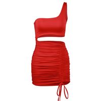 Women's Sheath Dress Fashion Collarless Elastic Drawstring Design Pleated Hollow Out Sleeveless Solid Color Above Knee Daily main image 3