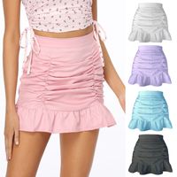 Summer Spring Fashion Solid Color Cotton Above Knee Skirts main image 3