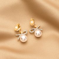 1 Paire Mode Géométrique Alliage Placage Perles Artificielles Strass Femmes Clips D'oreille sku image 22