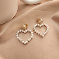 1 Paire Mode Géométrique Alliage Placage Perles Artificielles Strass Femmes Clips D'oreille sku image 14