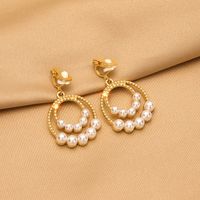 1 Paire Mode Géométrique Alliage Placage Perles Artificielles Strass Femmes Clips D'oreille sku image 12