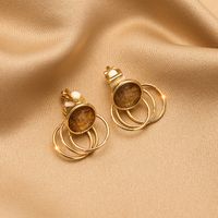 1 Paire Mode Géométrique Alliage Placage Perles Artificielles Strass Femmes Clips D'oreille sku image 23