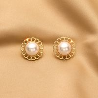 1 Paire Mode Géométrique Alliage Placage Perles Artificielles Strass Femmes Clips D'oreille sku image 10