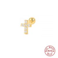 1 Piece Classic Style Cross Plating Inlay Sterling Silver Artificial Gemstones Ear Studs main image 1