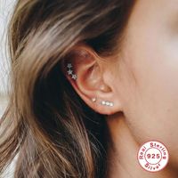 1 Piece Simple Style Solid Color Inlay Sterling Silver Zircon Ear Studs main image 4