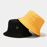 Women's Simple Style Smiley Face Embroidery Flat Eaves Bucket Hat main image 5