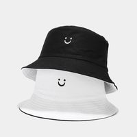 Women's Simple Style Smiley Face Embroidery Flat Eaves Bucket Hat main image 3