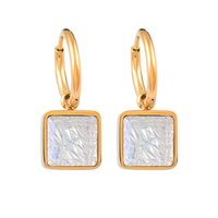 Retro Square Titanium Steel Inlay Zircon Drop Earrings 1 Pair sku image 1