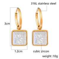 Retro Square Titanium Steel Inlay Zircon Drop Earrings 1 Pair main image 3