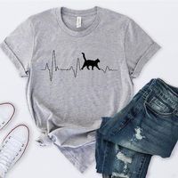 T-shirt Pour Femmes T-shirts À Manches Courtes Impression Streetwear Cat main image 3