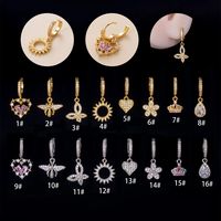 Fashion Water Droplets Heart Shape Copper Plating Inlay Zircon Ear Studs 1 Piece sku image 1