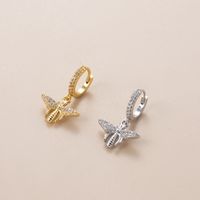 Fashion Water Droplets Heart Shape Copper Plating Inlay Zircon Ear Studs 1 Piece main image 5