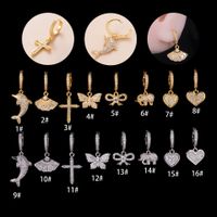 Fashion Butterfly Bow Knot Copper Plating Inlay Zircon Ear Studs 1 Piece sku image 4