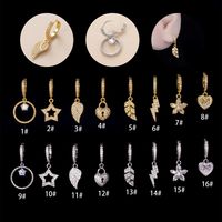 1 Piece Fashion Leaves Heart Shape Plating Inlay Copper Zircon Ear Studs sku image 15