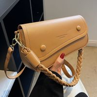 Women's Medium Summer Autumn Pu Leather Letter Solid Color Fashion Square Magnetic Buckle Saddle Bag main image 3