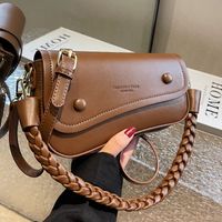 Women's Medium Summer Autumn Pu Leather Letter Solid Color Fashion Square Magnetic Buckle Saddle Bag main image 4
