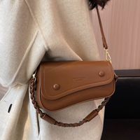Women's Medium Summer Autumn Pu Leather Letter Solid Color Fashion Square Magnetic Buckle Saddle Bag main image 5