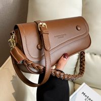 Women's Medium Summer Autumn Pu Leather Letter Solid Color Fashion Square Magnetic Buckle Saddle Bag main image 1