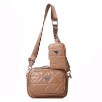 Women's Small Summer Pu Leather Solid Color Lingge Vintage Style Square Zipper Square Bag sku image 2
