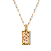 Mode Carré En Acier Inoxydable Placage Incrustation Zircon Pendentif Collier 1 Pièce sku image 2