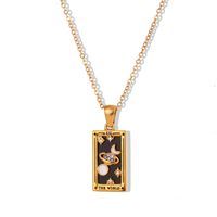Fashion Square Stainless Steel Plating Inlay Zircon Pendant Necklace 1 Piece sku image 1