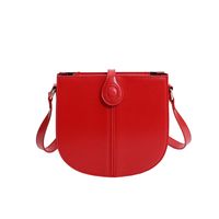 Women's Medium Summer Pu Leather Solid Color Streetwear Bucket Magnetic Buckle Saddle Bag sku image 1