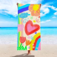 Fashion Leaf Heart Shape Flower Beach Towels sku image 2