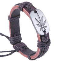 Casual Letter Leaves Alloy Leather Braid Women's Bracelets main image 3