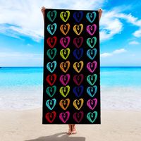 Retro Letter Flamingo Heart Shape Beach Towels sku image 5