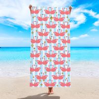 Retro Letter Flamingo Heart Shape Beach Towels sku image 7