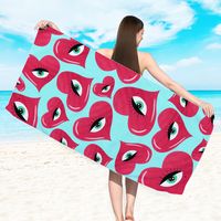 Retro Letter Flamingo Heart Shape Beach Towels sku image 11