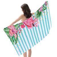 Fashion Cartoon Stripe Flamingo Beach Towels main image 3