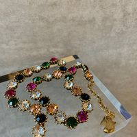 Bohemian Geometric Alloy Inlay Artificial Gemstones Women's Bracelets Earrings Necklace sku image 4