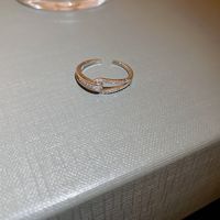 Fashion Paper Clip Copper Inlay Zircon Open Ring 1 Piece sku image 42