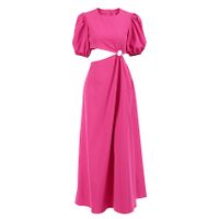 Women's A-line Skirt Fashion Round Neck Patchwork Short Sleeve Solid Color Maxi Long Dress Daily main image 3