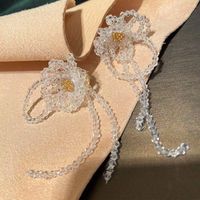 1 Pair Fashion Flower Artificial Crystal Beaded Women's Drop Earrings main image 1