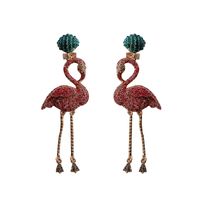1 Pair Fashion Flamingo Alloy Inlay Rhinestones Women's Drop Earrings main image 5