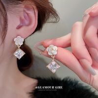 1 Pair Fashion Flower Alloy Inlay Artificial Pearls Rhinestones Women's Drop Earrings main image 5