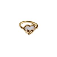 1 Piece Fashion Heart Shape Flower Alloy Plating Artificial Pearls Rhinestones Women's Open Ring main image 5