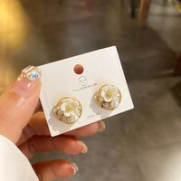 1 Pair Fashion Heart Shape Bow Knot Metal Inlay Artificial Pearls Rhinestones Women's Drop Earrings sku image 5