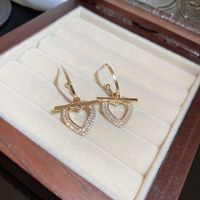 1 Pair Fashion Heart Shape Bow Knot Metal Inlay Artificial Pearls Rhinestones Women's Drop Earrings sku image 23