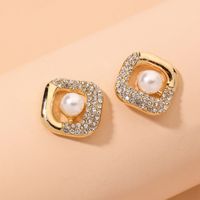 1 Pair Fashion Heart Shape Bow Knot Metal Inlay Artificial Pearls Rhinestones Women's Drop Earrings sku image 7