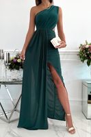 Women's Party Dress Fashion Diagonal Collar Slit Patchwork Sleeveless Solid Color Maxi Long Dress Banquet main image 6