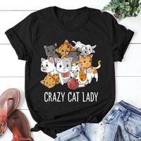 Frau T-shirt Kurzarm T-shirts Drucken Strassenmode Katze main image 6