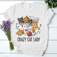 Women's T-shirt Short Sleeve T-shirts Printing Streetwear Cat main image 5