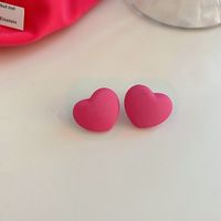 Sweet Square Heart Shape Arylic Alloy Stoving Varnish Women's Ear Studs sku image 1