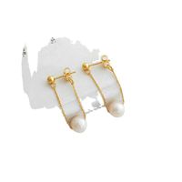 Simple Style Round Pearl Plating Drop Earrings 1 Pair main image 3
