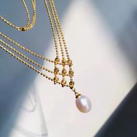 Fashion Oval Copper Plating Inlay Pearl Pendant Necklace 1 Piece main image 5