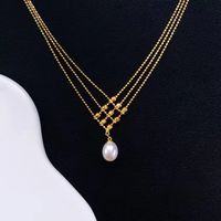 Fashion Oval Copper Plating Inlay Pearl Pendant Necklace 1 Piece main image 4